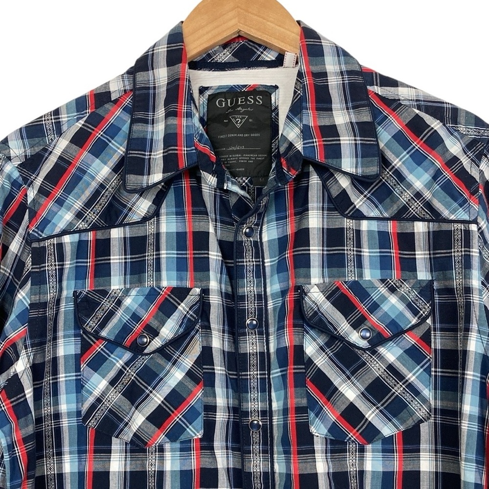 Guess Plaid Western Snap Front Long Sleeve Shirt